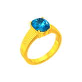 22K Gold Powder Blue CZ Wide Band Ring